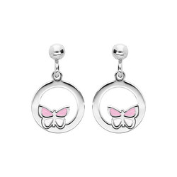 Boucles d'oreilles pendante argent papillon