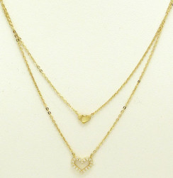 COLLIER OR JAUNE 2RANGS COEUR