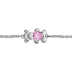 BRACELET ARGENT RHODIE OURSON PIERRE SYNTH ROSE