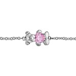 BRACELET ARGENT RHODIE OURSON PIERRE SYNTH ROSE 