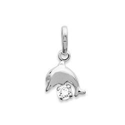 Pendentif argent rhodi dauphin oxydes