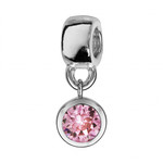 CHARMS COULISSANT ARGENT RHODIE SUSPENDU OXYDE ROSE SERTI CL