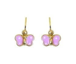 Boucles d'oreilles papillon violet 18 carats