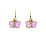 Boucles d&#039;oreilles papillon violet 18 carats