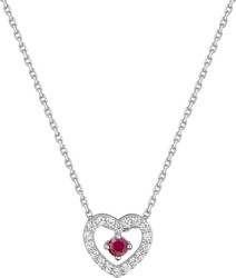 Collier coeur rubis oxydes de zirconium or blanc 5PA025GRZ