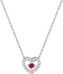 Collier coeur rubis oxydes de zirconium or blanc 5PA025GRZ