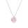 COLLIER ARGENT PLATIN PENDENTIF COEUR OXYDE ROSE AVEC VOLUT