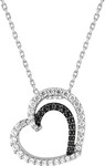 Collier argent rhodi coeur oxydes blanc &amp; noirs