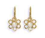 Boucles d&#039;oreilles dormeuse fleur ajoure et perle de cultur