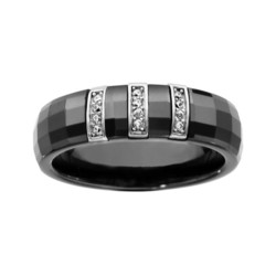 Bague cramique noire facet 3 barettes