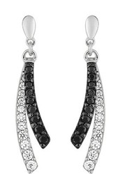 Boucles d'oreilles argent oxydes blancs & noirs