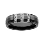 Bague cramique noire facet 3 barettes