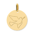 Mdaille colombe or jaune 9 carats