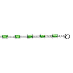 BRACELET ARGENT RHODIE OXYDES VERT ET BLANCS 17+2CM