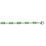 BRACELET ARGENT RHODIE OXYDES VERT ET BLANCS 17+2CM