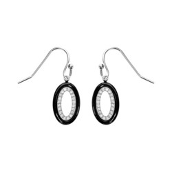 Boucles d'oreilles argent cramique noire