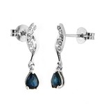 Boucles d&#039;oreilles saphir et oxydes or  9 carats