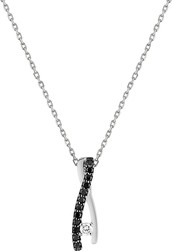 Collier argent rhodi oxyde & blanc et noir