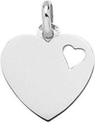 pendentif coeur  graver or blanc 9 carats