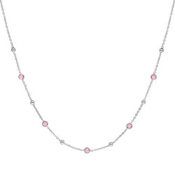 Collier argent rhodi 5pierres rose synth et boules