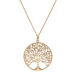 COLLIER PLAQU OR ARBRE DE VIE 30MM OXYDES BLANCS SERTIS 42+