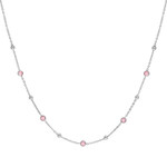 Collier argent rhodi 5pierres rose synth et boules