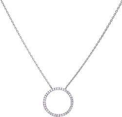 Collier argent rhodi  coeur oxydes blanc