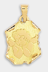 Mdaille ange parchemin or jaune 18 carats R441