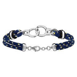 Bracelet argent rhodi 2 rangs corde bleu et jaune