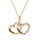 COLLIER PLAQU OR DOUBLE COEUR A GRAVER AVEC OXYDES BLANCS