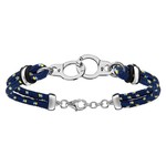 Bracelet argent rhodié 2 rangs corde bleu et jaune