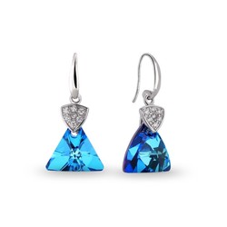 Boucles d'oreilles trianglo argent rhodi  cristal