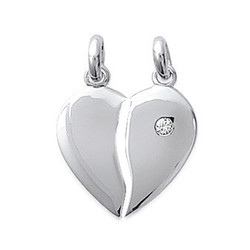 Pendentif argent rhodi coeur casse oxydes