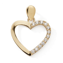Pendentif coeur oxydes or jaune 9 carats