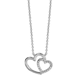 COLLIER ARGENT RHODIE DOUBLE COEUR CROISE OXYDES  