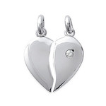 Pendentif argent rhodi coeur casse oxydes