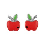 Boucles d&#039;oreilles argent pomme rouge