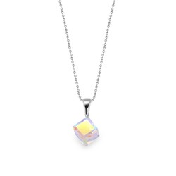 Collier argent rhodi  cristal