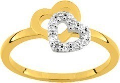 Bague bicolore  oxydes double coeur BSRI51Z