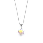 Collier argent rhodi  cristal  