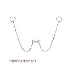 Chaines  d'oreilles argent rhodi oxydes blancs