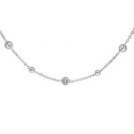 COLLIER ARGENT RHODI� 5 OXYDES BLANCS SERTIS ET BOULES