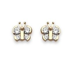 Boucles d'oreilles papillon oxydes 9 jaune carats