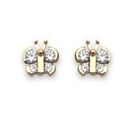 Boucles d&#039;oreilles papillon oxydes 9 jaune carats