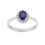 BAGUE ARGENT RHODIE SAPHIR VRITABLE CONTOUR TOPAZES BLANC