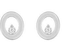 Boucles d'oreille or blanc 9k & diamant