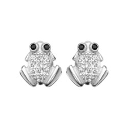 Boucles d'oreilles grenouille argent rhodi