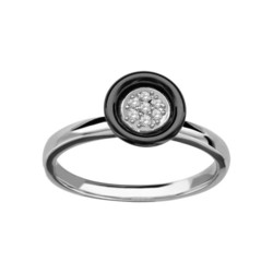 Bague argent rhodi ceramique noire