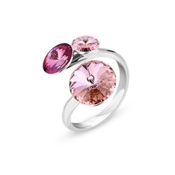 Bague 3cristaux  argent rhodi  cristal