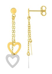 Boucles d'oreille pendante bicolore coeur